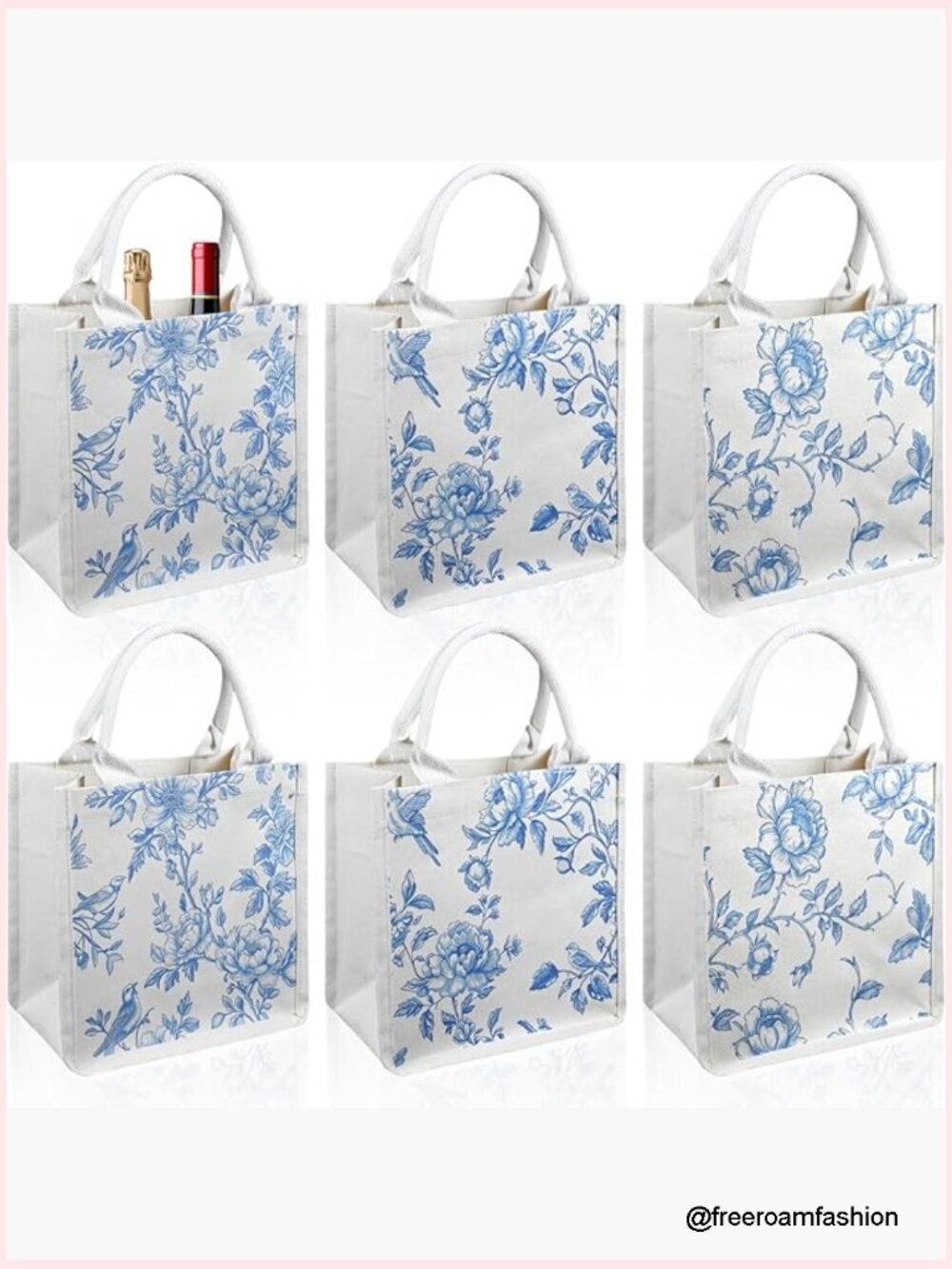 Floral Burlap Tote Bags with Handles for Wedding Decor and Parties